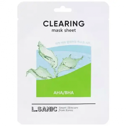 Маска для лица L.SANIC Clearing Mask Sheet с AHA и BHA кислотами, тканевая 25 мл