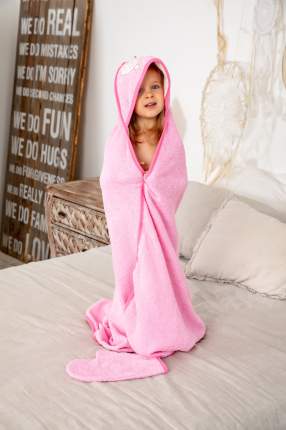 Полотенце Мотылек махровое, Уголок с вышивкой Бегемот 100х110 см цв. розовый