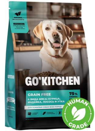 Сухой корм Go'kitchen с лососем-курицей-уткой и индейкой для кошек 1,59 кг