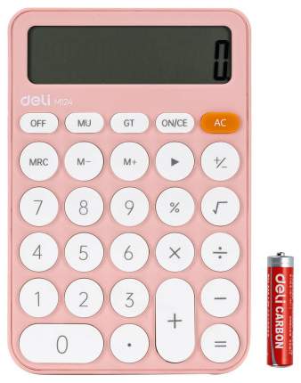 Калькулятор настольный Deli EM124PINK розовый 12-разр. 6975165338920