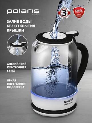 Чайник электрический Polaris PWK 1753CGL 1.5 л белый, черный