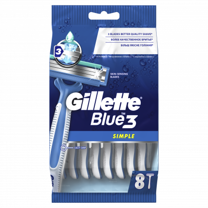 Одноразовая мужская бритва Gillette Blue Simple3 8 шт