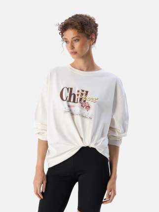 Лонгслив унисекс Самокат SC25014 с принтом, молочный, L-XL