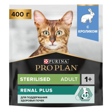 Сухой корм для кошек PRO PLAN для стерилизованных, здоровье почек, кролик, 400 г