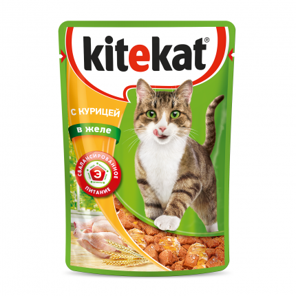Влажный корм для кошек Kitekat, с курицей в желе, 85г