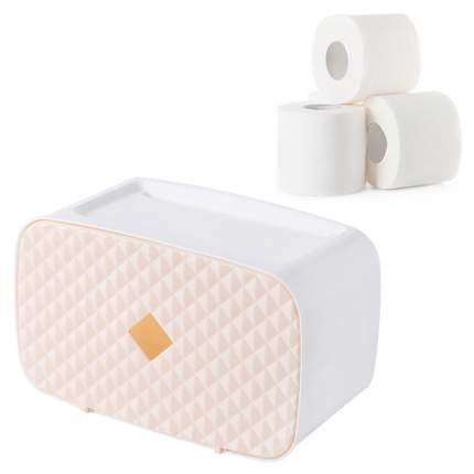 BH-TOILP-10 Полка-держатель для туалетной бумаги, "Ромб", цвет бежевый, 24,5х12х14,2 см