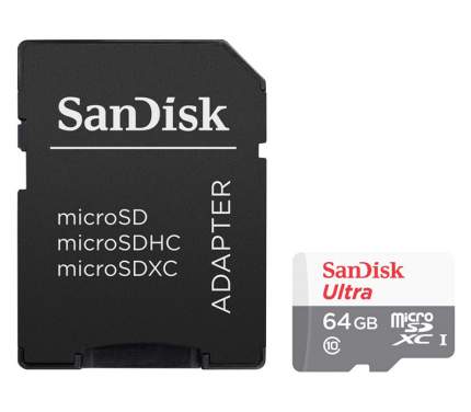 Карта памяти SanDisk Ultra 64GB microSD + адаптер (SDSQUNR-064G-GN3MA)