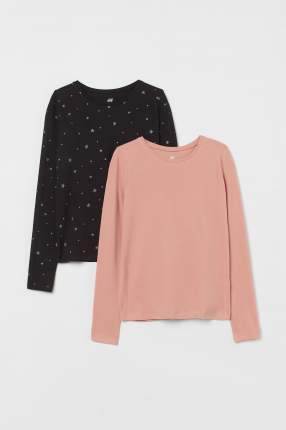 Водолазки из джерси. В комплекте 2 цвета: розовый и черный с принтом звезд. Из особенностей: длинные  ...