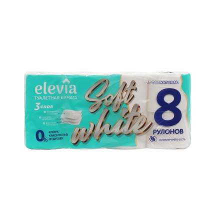 Туалетная бумага Elevia Soft White 3 слоя, 8 рулонов