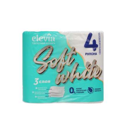 Туалетная бумага Elevia Soft White 3 слоя, 4 рулона