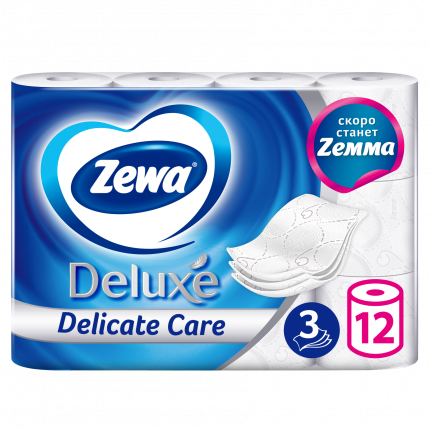 Туалетная бумага Zewa Deluxe Без аромата, 3 слоя, 12 рулонов