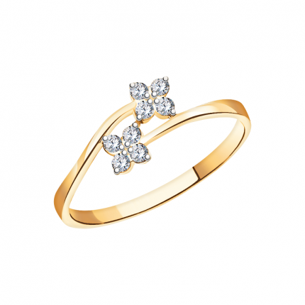 Цвет вставки: прозрачный, Цвет материала: золотистый, Тип: кольцо, Материал изделия:   ...