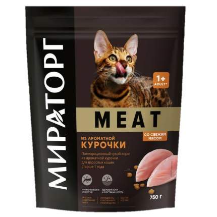 Сухой корм для кошек Winner Meat Adult, курица,  0,75кг