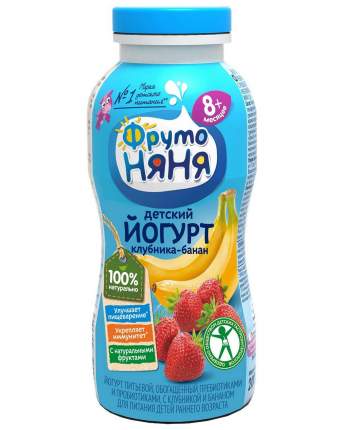 Йогурт фрутоняня питьевой бзмж с 8 мес клубника/банан жир. 2,5 % 200 г