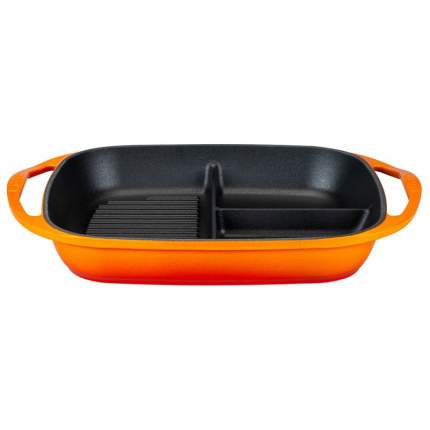 Lava Cast Iron Lava Enameled Cast Iron Iron Steak Grill Pan 12 inch Round Glass Lid Orange Color: Red LV Y Sgt 30 K3 R