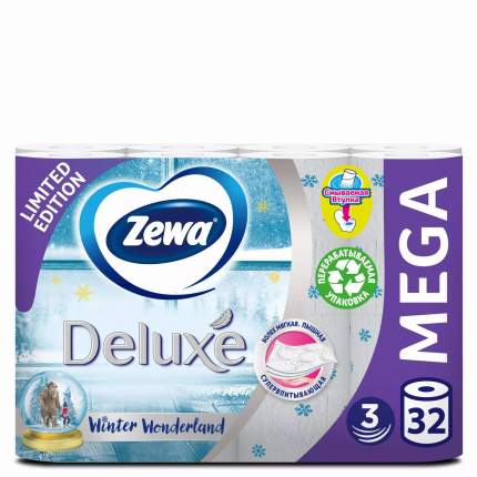 Туалетная бумага Zewa Deluxe 3 слоя, 32 рулона