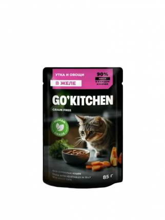 Влажный корм Go'kitchen с уткой и овощами в желе для взрослых кошек 85 г