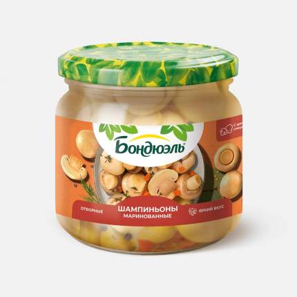 Шампиньоны Бондюэль маринованные, с ароматными специями, 350 мл