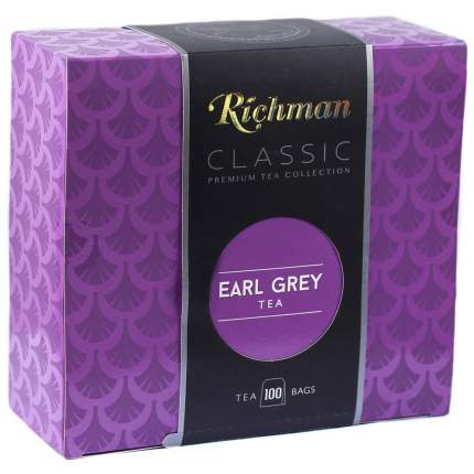 Чай Richman "Earl Grey", черный листовой, с добавками, 100 пакетиков по 2 гр