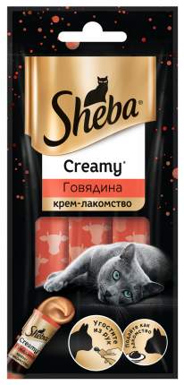 Лакомство для кошек SHEBA Creamy с говядиной, 3 шт по 12 г