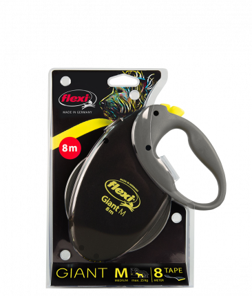 Поводок-рулетка для собак Flexi Giant Neon M, черный