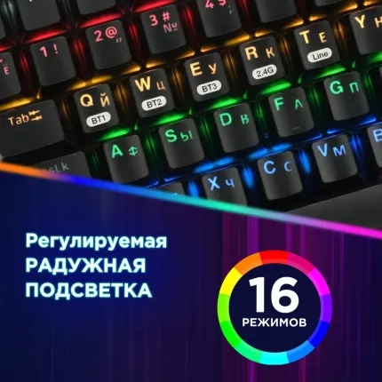 Проводная/беспроводная игровая клавиатура Gembird KBW-G510L Black