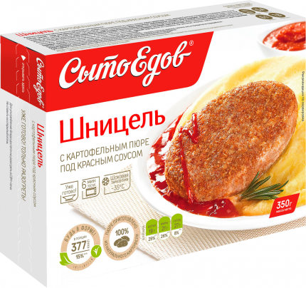 Шницель Сытоедов с картофельным пюре под красным соусом замороженный 350 г