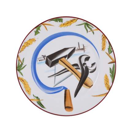 Декоративная тарелка Императорский фарфоровый завод Серп, молот и клещи 27x27 см