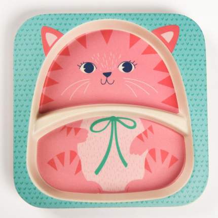 Тарелка детская 2-х секционная из бамбука, цвет   ...