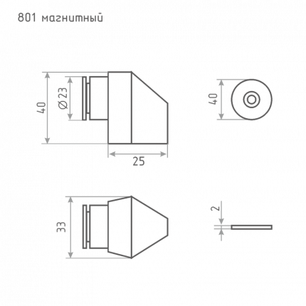 Ограничитель двери НОРА-М 801 магнитный, напольный - Хром