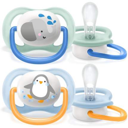 Пустышка Philips Avent ultra air Lime, Слон/Пингвин, 0-6 мес, 2 шт SCF080/05