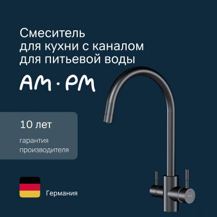 Смеситель для кухни с С-изливом с каналом для питьевой воды AM.PM X-Joy S F85B07722 черный