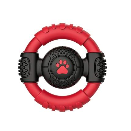 Игрушка для собак Lip Lip Руль, со звуком, черный, красный, 14x15 см