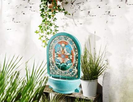 Декоративный садовый фонтан с мозаикой ОСМИН, искусственный камень, 54х36 см