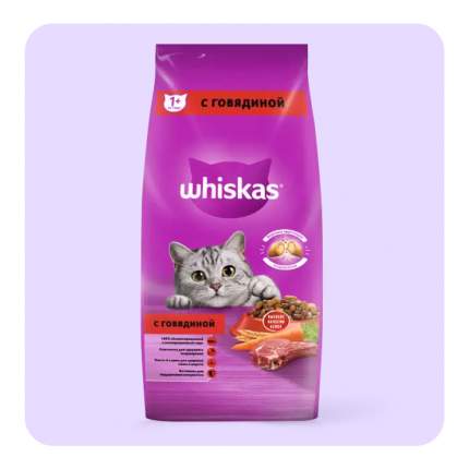 Сухой корм для кошек Whiskas Вкусные подушечки с нежным паштетом, говядина, 5кг