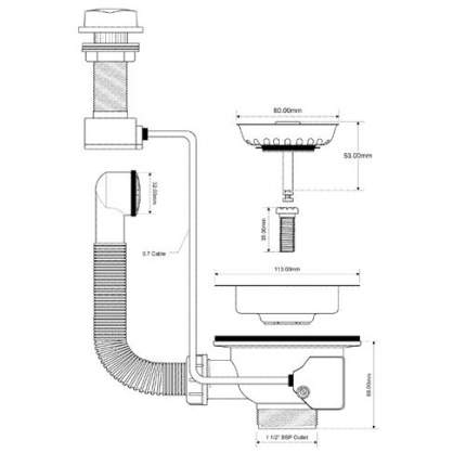 Слив-перелив для раковины McAlpine 40 мм (OF2PUS113S)
