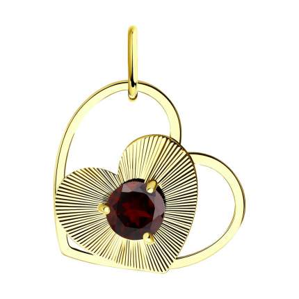 Тип: подвеска, Тип огранки: круг, Материал изделия: желтое золото, Цвет вставки: красный, Цвет материала:   ...