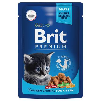 Влажный корм для котят Brit Premium цыпленок в соусе, 14 шт по 85 г