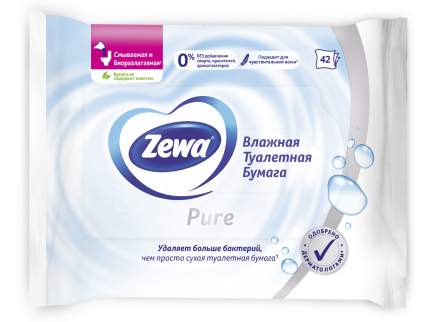 Туалетная бумага Zewa без аромата, влажная, 42 шт.