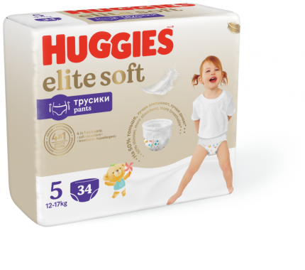 Подгузники-трусики Huggies Elite Soft 12-17 кг, 5 размер, 34 шт