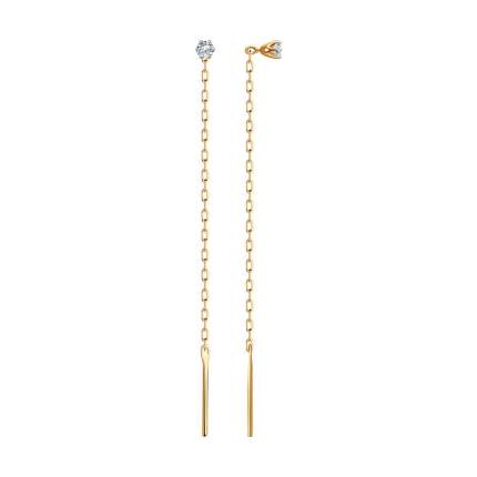 Серьги продевки из красного золота SOKOLOV 029503, фианит