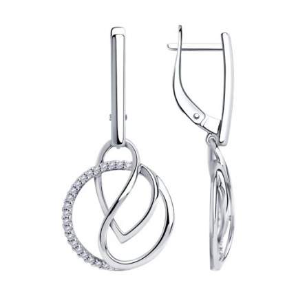 Серьги серебряные классические на подвесной части. Вес украшения: 3,99 грамм. Вставка: Фианит. Серебряные сережки являются элегантным  ...