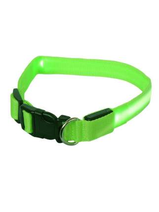 Ошейник для собак повседневный GMW LED светящийся, обхват шеи 30-55 см, нейлон, зеленый
