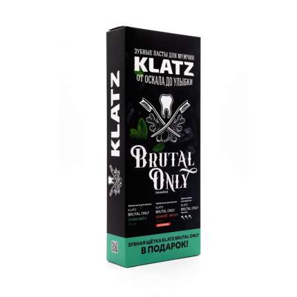 Зубная паста Klatz BRUTAL ONLY Супер-мята 75мл+Бешеный имбирь 75мл+Зубная щетка жесткая
