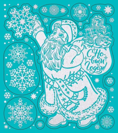 Украшение новогоднее Феникс-Презент Дед Мороз оконное, ПВХ плёнка, 90260