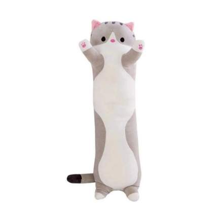 Мягкая игрушка-антистресс wellywell Кошка-батон, длинный кот серый, 70 см