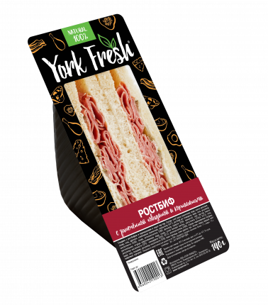 Сэндвич York Fresh с ростбифом и зерновым хлебом 140 г