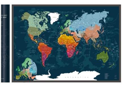 Стирающаяся скретч-карта мира AFI DESIGN Green A1 (84х60 см)