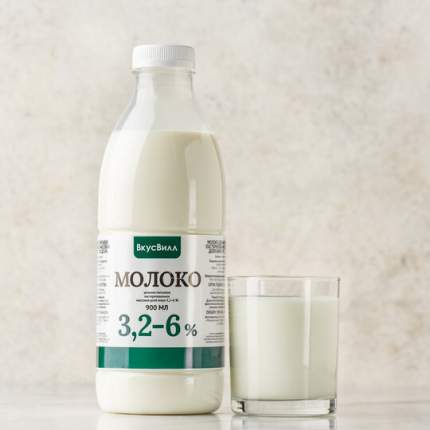 Молоко 3,2 - 6% пастеризованное 900 мл Избенка цельное