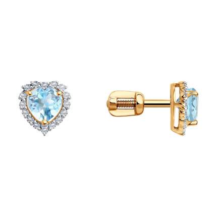 Серьги пусеты из красного золота SOKOLOV 728280, фианит/топаз